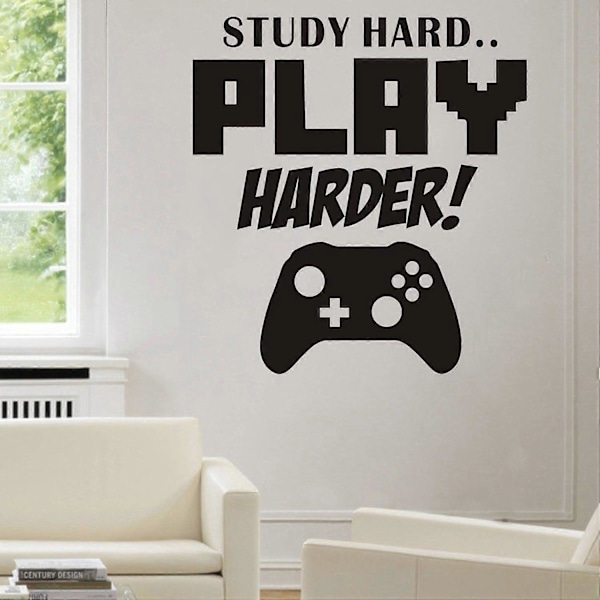 Study Hard Vinyl Klistremerke Dekal 20*8.66\" - Romdekor Veggkunst Veggmaleri Hjemmedekorasjon Soverom