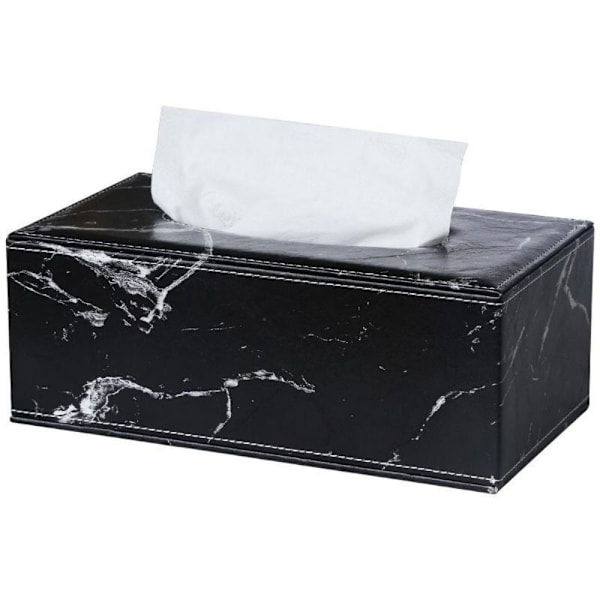 Rektangulär läder servettbox Black