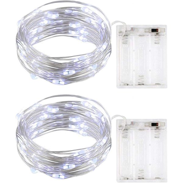 5m 50-LEDs Fe-ljus - [2-pack] (kallvitt), InteTech Vattentäta Fe-ljus Koppartrådslampkedja