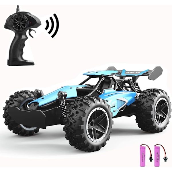 RC-bil Fjärrkontrollleksaker för barn Legering Bilar 2WD 2,4 GHz Lastbil 15+KM/H Hög Hastighet Buggy Racingbil med Dubbla Batterier Present till Flickor och Pojkar