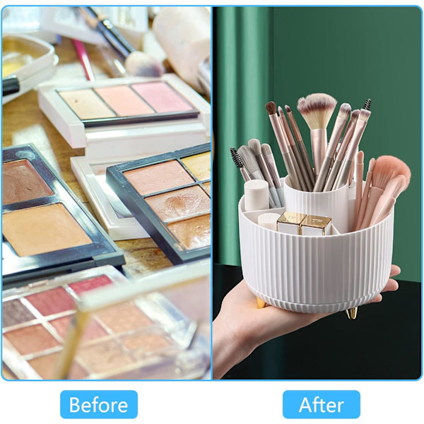 Himmelsblå Kosmetik Organizer, 360° Drejelig Organizer, Bærbar Kosmetikboks, Multifunktionel Opbevaring, Kosmetik Opbevaring til Soveværelse, Badeværelse, Dr