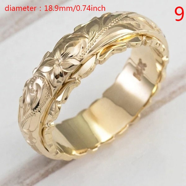 Exklusiv 14k guldring för kvinnor, hänge med graverad blomma Gold 9