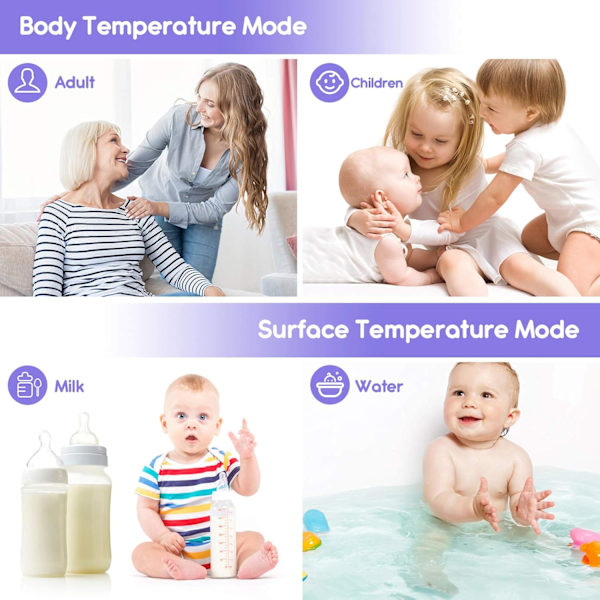 Vuxen panna termometer, beröringsfri termometer med LCD-display, baby barn vuxen infraröd panna termometer, medicinsk termometer med snabb