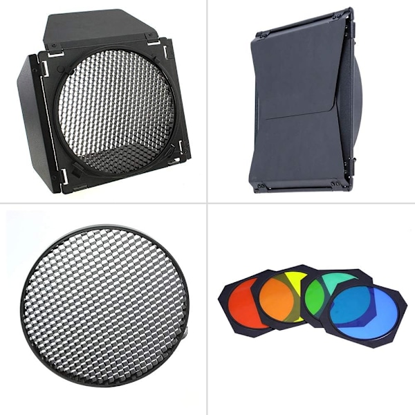 BD-04 Barn Door Kit Honningkage Dør, Fire-Vinge Reflektor og 4 Kompatible Farvefiltre (SUBD04)