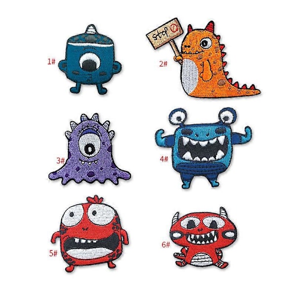 Sæt med 6 computerbroderi logo sjove søde monster broderi stofmærker beklædningstilbehør engros mode mode tidevandsmærke kjole patch s