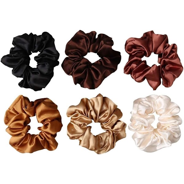 6 stk Hår, Satin Hår Elastikker Scrunchie Hårbånd Tau Scrunchie Scrunchie Fargerik for Jenter Kvinner