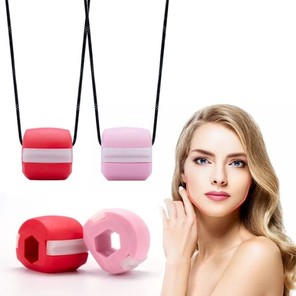 2 st Jaw Exercise Ball (Röd + Rosa), Jaw Exerciser, Facial Toner, Facial Beauty Tool, Jaw Strength Training Jaw Strengthener Kvinnor Män