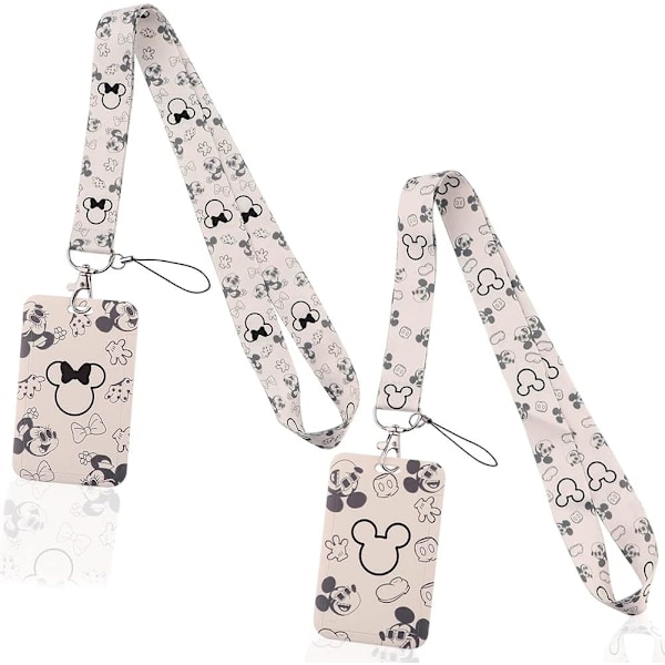 2 set lanyard med korthållare, lanyard halsband med kvalitet för skola, kontor, busskort