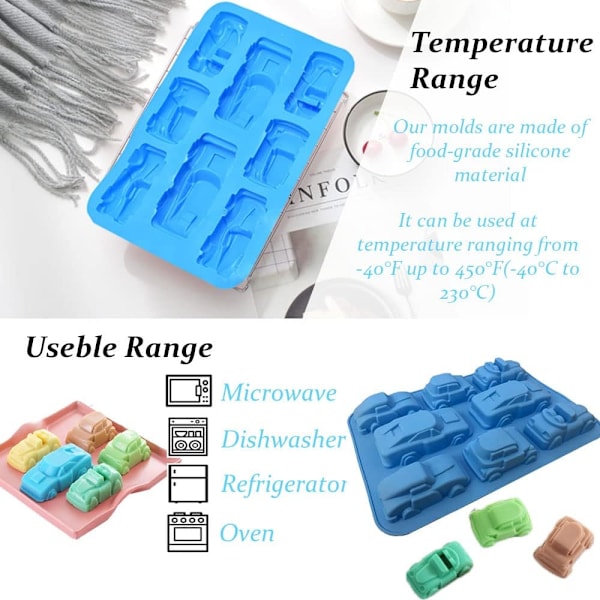 1 Silikonform for Muffins, Cupcakes og Gele - Bilform, Tilfeldig Fargelevering (32.5*24*4.0CM)