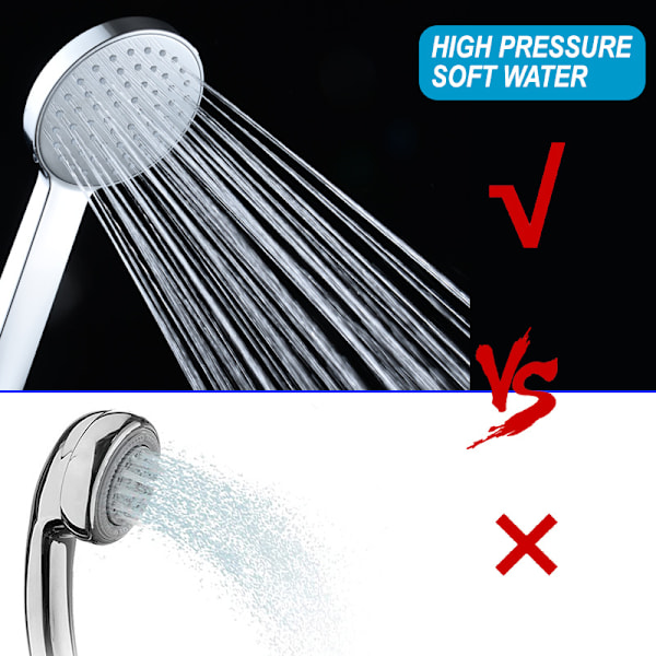 Universalt dusjhode, dusjhode med regnspray, rundt dusjhode (Ø 110 mm), lett å rengjøre, krom/hvit