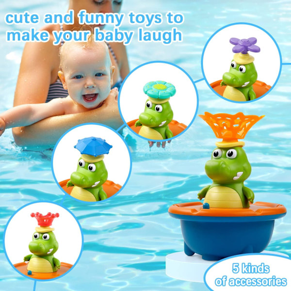 Badelegetøj, Krokodille Automatisk Vandsprøjt Lys Op Baby Badelegetøj til Badekar Pool Spil Induktion Sprinkler Badekar Brusebad Legetøj til og Børn Gave
