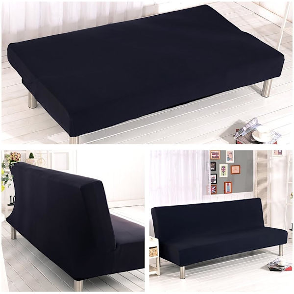 Elastisk Clack Betræk 3-Sæders Sofa, Stue Solid Farve Betræk, Sort