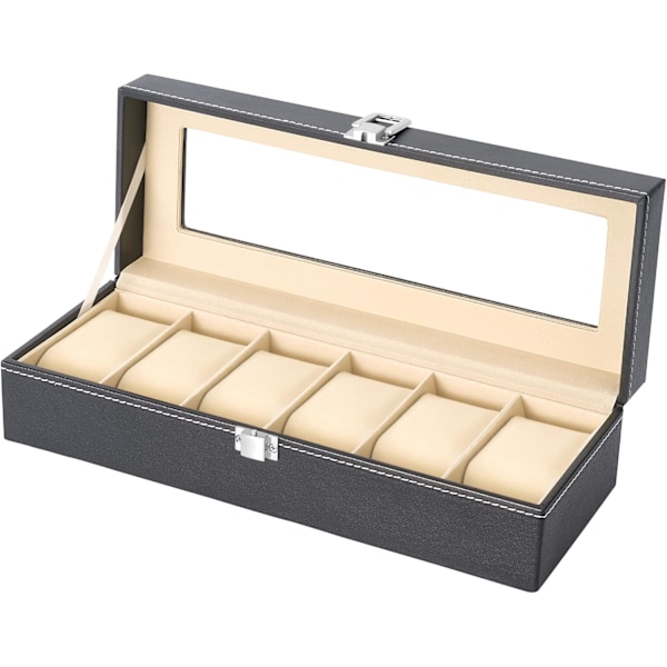 Urtavla för 6 klockor Display/Case/Förvaringslåda (Svart)