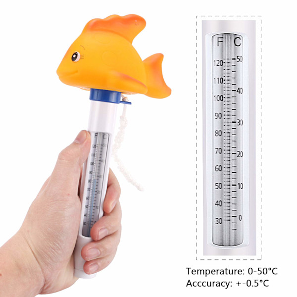 Simtermometer för simbassäng, (guld) flytande pooltermometer söt tecknad termometer används för vattentemperatur för spa bad simbassänger badtunna F