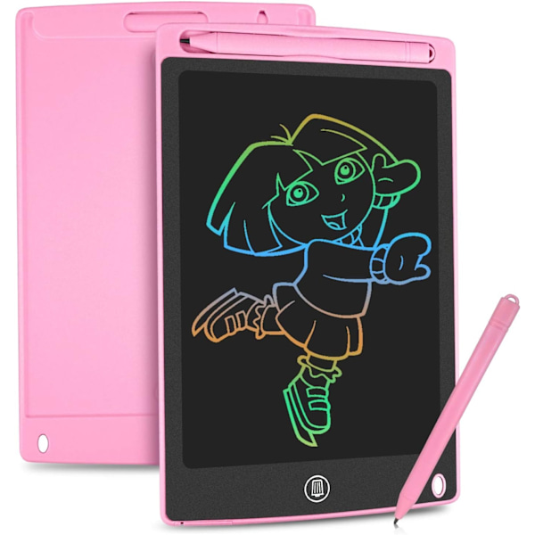 Farverig LCD Skrivetablet, (Pink) 8,5 tommer Tegnebræt Grafiktablet Nøglelås Håndskrift Doodle Tegnepude Legetøj til Børn Gave til Drenge Piger