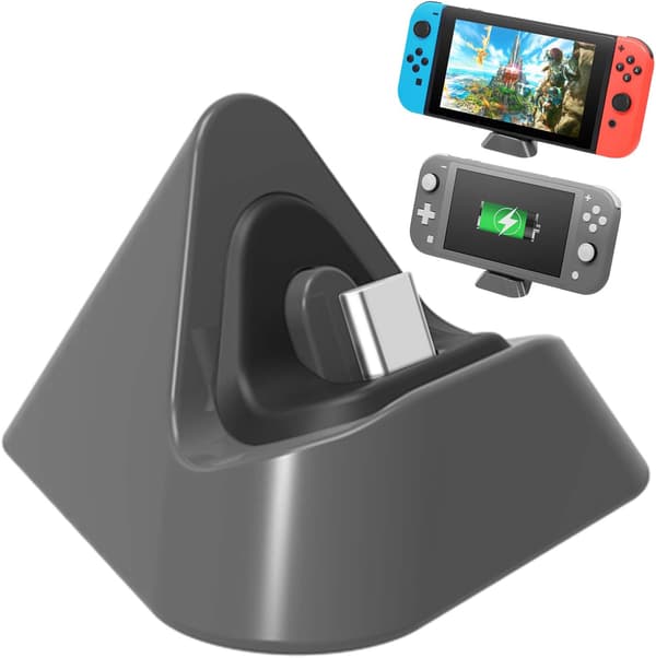 Laddningsstöd Kompatibel med Nintendo Switch Lite och Switch, Triangle Bärbar Laddning - Grå