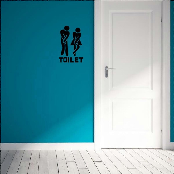 4 stk. veggdekorasjon, DIY Avtakbar Mann Kvinne Vaskerom Toalett Bad WC Skilt, Dørtilbehør Veggklistremerke Hjemmeinnredning for Barn Stue Hjem De