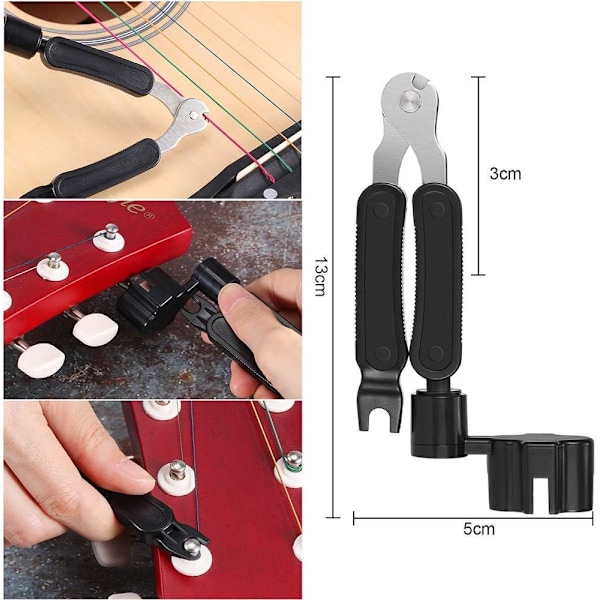 60 deler Gitartilbehørsett inkludert plekter, stemmer, capo, 3-i-1 strengekutter, akustiske gitarstrenger, bropinner, 6-strengers folkebro-sal