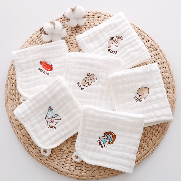 Set med 6 muslinhanddukar för barns ansikten, mjuk och absorberande tvättbar bomull 30 x 30 CM