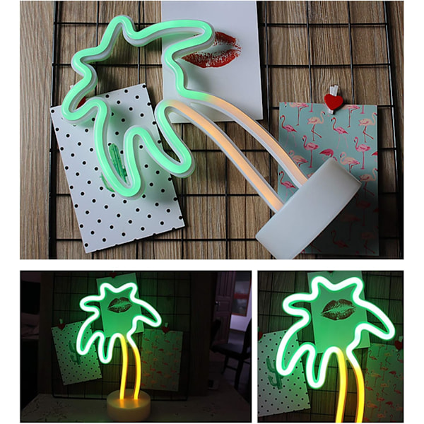 Neonljusskylt, LED-kokospalmsnattlampa Nattljus, USB/batteridriven neonväggdekor för fest, födelsedag, barnrum, bröllop, julbelysning, Li