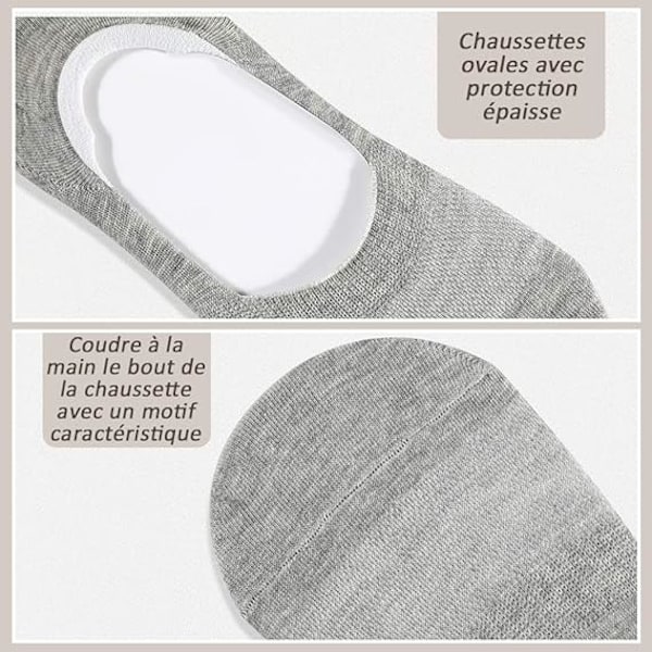 6 Par Usynlige Sokker Mesh Lave Sokker til Kvinder Mænd Usynlige Ankelsokker Åndbare Sokker med Anti-Slip Silikon, Sort, Hvid, Grå