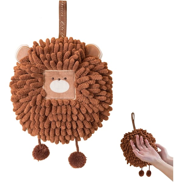Mikrofiber Håndklæde, Badeværelses Håndklæde Hængende Håndklæde, Løve Kugleform Hængende Håndtørrer Håndklæde, Chenille Hurtigtørrende Håndklæde til Hjemmet Køkken