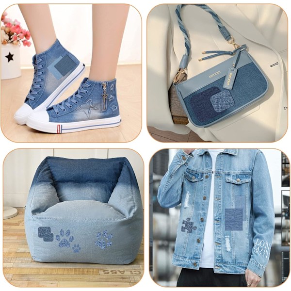 15 st strykjärnslappar, stort lappkit 28×12,5 cm, denimtyg lapp, klädlappar, reparationslapp, strykjärnslapp för jeans kläder jacka Ba