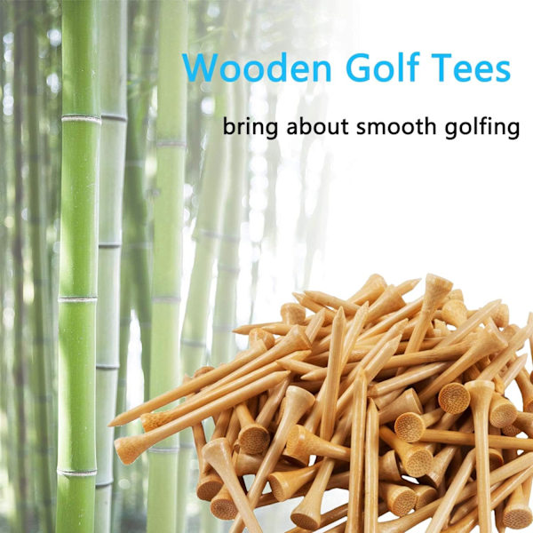 Bambus Golf Tee 70mm Pakke med 100, Naturfarve, Golf Stripe tee bambus spik Stripe stil golf tee 70mm boldholder