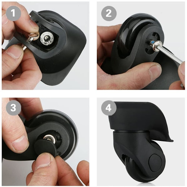 Reservhjul för resväskor, 4 st 50 mm hjul, gummi-metall resväska svängbara lager kit reparationshjul svart