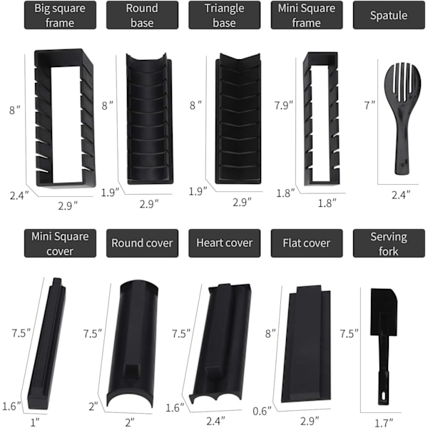 Sushi Maker Kit 10 stk. Sushiforme Sushi Forberedelseskit Sæt Risrulle Sushi Kit Sushi Maker DIY Køkken Kompletsæt Velegnet til Begyndere