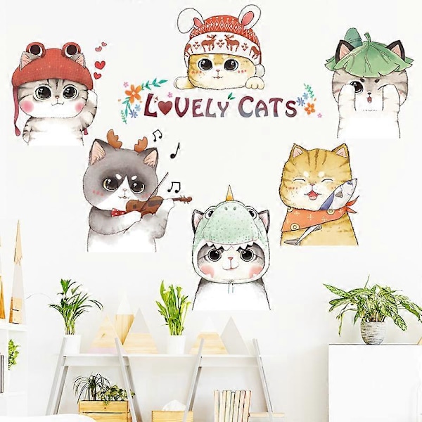 Kattungar Väggdekaler, Anime Barnkammare Väggkonst, Väggmålningar för Bebisar, DIY Dekoration för Barnrum, Affisch Väggkonst för Födelsedagsfest Dekoration, Väggdekor,