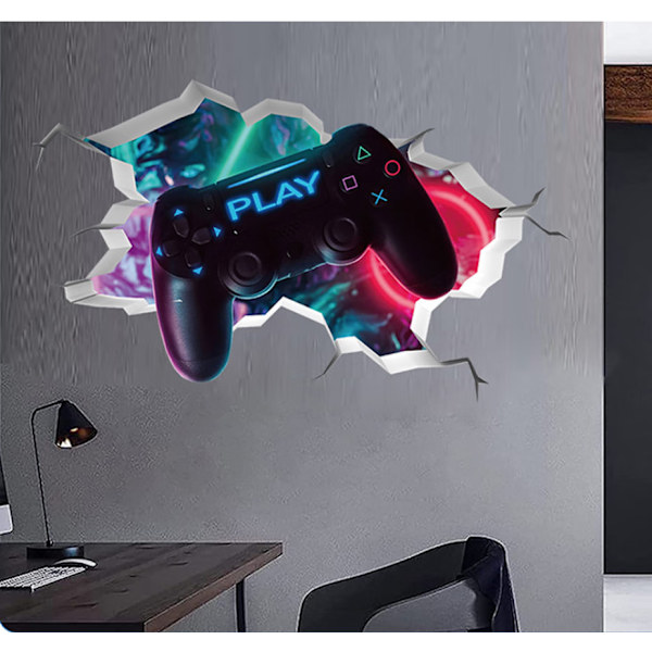 3D Gamer Väggdekaler（32*50cm）, Gamer Väggposter Dekoration, Pojkrum Väggdekal, Modern Vardagsrum Dekoration Väggdekaler, Pojke Sovsal Väggdekal