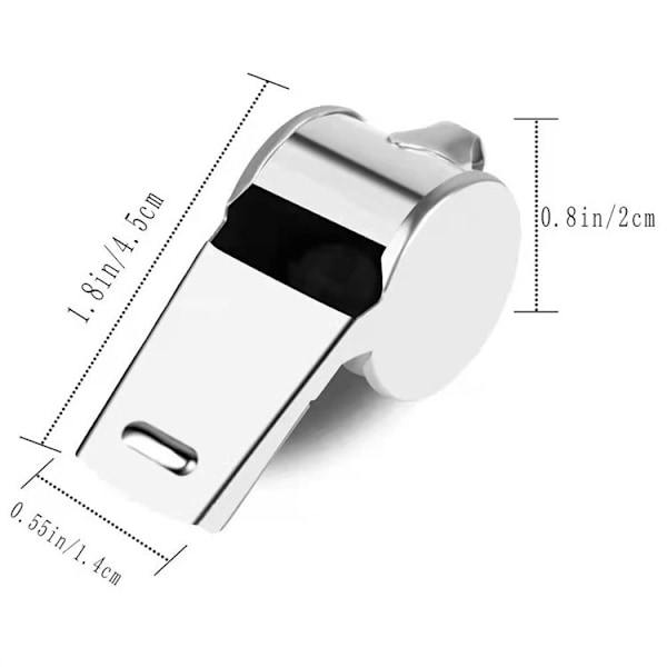 Pakke med 5 fløyter i rustfritt stål, høyt metall nødanrop for dommere, trenere, redningsmenn, basketball, fotball, hockey
