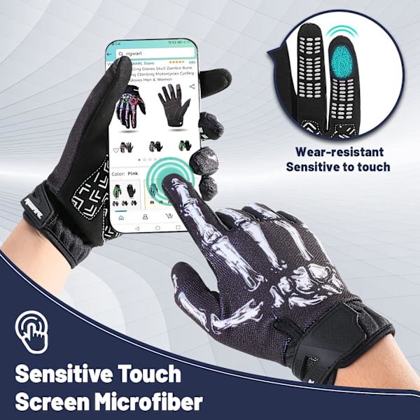 Touchscreen-motorcykelhandskar för män, andningsbara mesh-insatser, skeletthandskar, halkfria, lätta, slitstarka, cykelhandskar, motocross, MTB, rac
