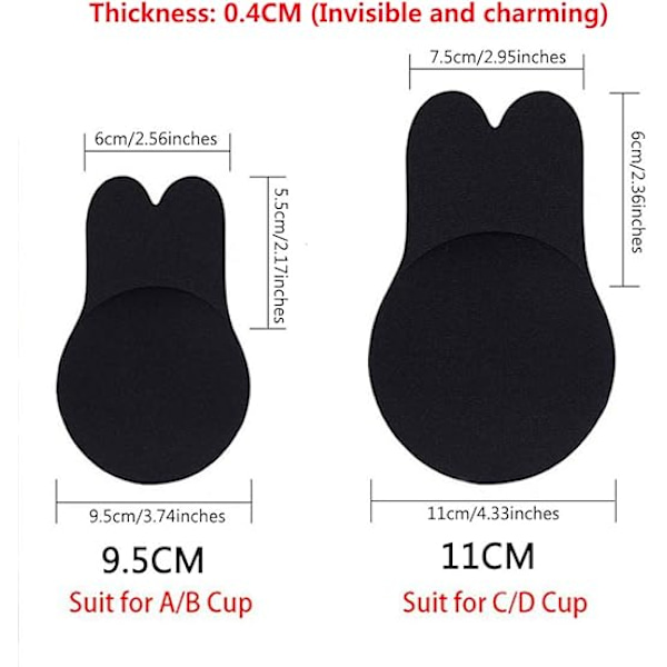 Självhäftande bh utan rem (9,5 cm) Rygglös push-up bh Osynlig bh Självhäftande återanvändbar bh för kvällsklänningar