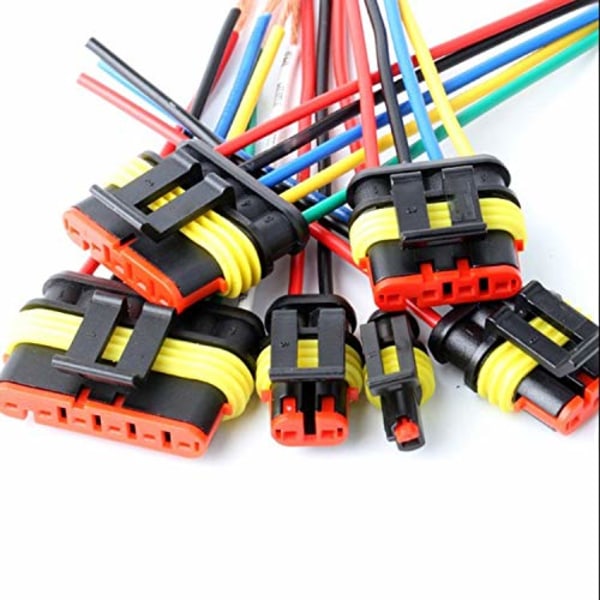 Vandafvisende stik, (5-pak) (2-polet stik) 2-polet selvspændende elektriske ledningsforbindelser med 16 AWG marinekabel til bil, lastbil, båd og andet