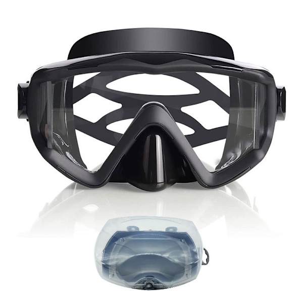 Dykmaske til voksne - Hærdet glas snorkelmaske - Anti-dug dykkerbriller svømmebriller med næsedækning til snorkling, snorkling, svømning, 19