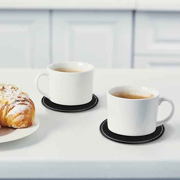 Læder Underkopper, Sæt af 6 Underkopper - Runde, til Pintglas, Kaffe Kopper, Tekopper og Flasker - Fester, Hjem, Kontor og Mere