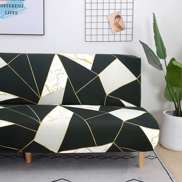 Armløs Sofadekke 3-seters Stretch Sofadekke Fullt Dekket Folding Sofa Beskytter, Universal Geometrisk Mønster Sklisikkert Sofaklær 190-210cm (Farge B