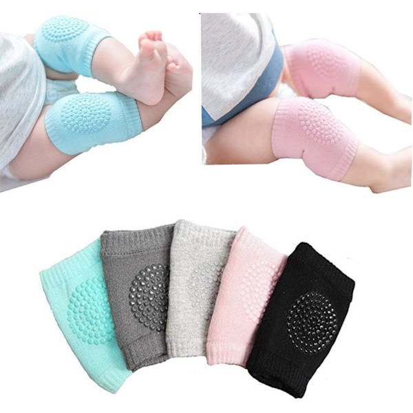 Rosa/Grå/Grønn/Rød/Mørk grå 5 stk. Spedbarnssetetrekk Baby Kne Elbow Pads Kneputer Krypende Sikkerhetsbeskyttelse