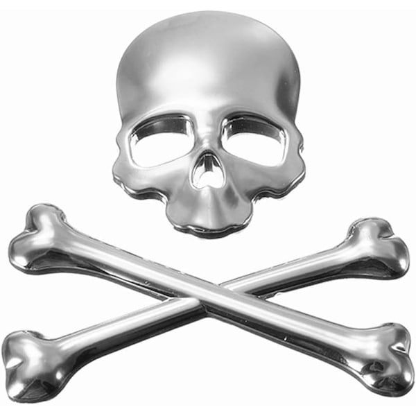 2 stk. (9*8,5 cm) personlighed 3D Metal Skull Skelet Død Bil Motorcykel Emblem Badge Sticker Bilstylning Dekaler Tilbehør