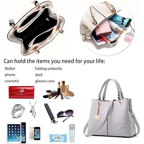 Hvid - Kvinders håndtasker trendy PU læder Tote Bags Skuldertasker Crossbody tasker Håndtaske