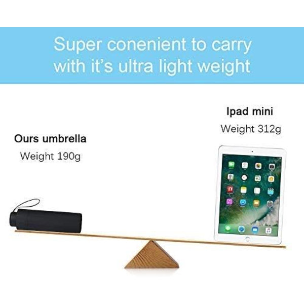 Sort Foldbar Paraply, Mini Solparaply, Lommeparaply & Rejseparaply, Ultralet Fashionabel Kompakt Bærbar Anti-UV, Ideel til Rygsæk/Lomme