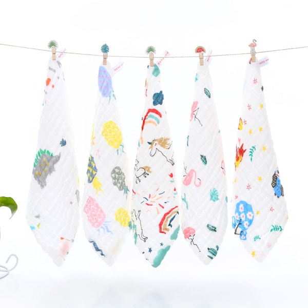 5 stk Muslin Baby Vaskeklude, Genanvendelige Naturlige Økologiske Bomuld, 30 x 30 cm Ekstra Bløde Vaskbare Baby Ansigtshåndklæder til Nyfødte Følsom Hud