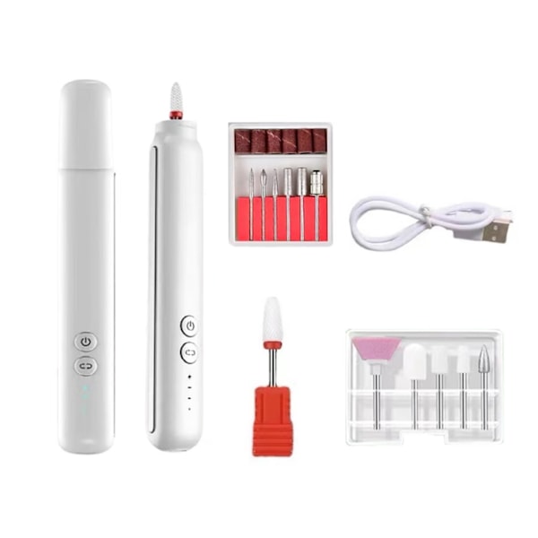 White Electric Nail File,Professional Nail Drill,Portable Manicure Pedicure Kit Salon and Home,Manicure Pedicure Kit for Salon and Home,Cordless