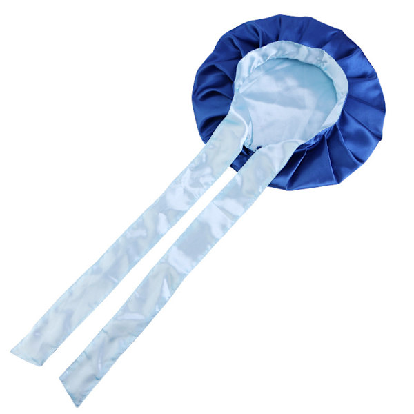 Treasure Blue - Dusjhette for kvinner og jenter, gjenbrukbar, overdimensjonert, vaskbar, søt og myk, ny dobbelt farget sovehodeband bue rund hette Hai