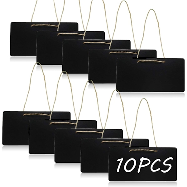 10 PCS Mini Holz Tafel with Hanging Chain,Wooden Erasable Message Board for Party,Wedding,Kids Craft