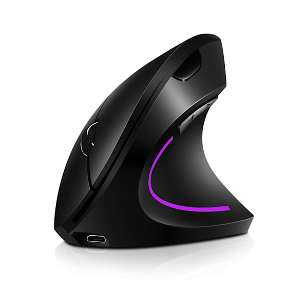 103*89*69mm 2.4GHz Trådlös Ergonomisk Vertikal Mus med 64DPI Justerbar 800/1200/1600/2400 - Svart, 6 Knappar, Kompatibel med PC, Skrivbord och Mac