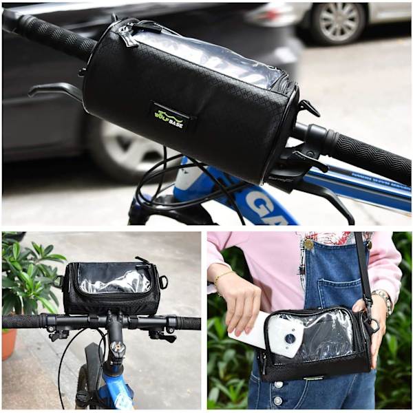 Cykelstyrbag Vandafvisende Cykelspandtaske med Touchscreen Cykelforreste Opbevaringstaske Stor Kapacitet Cykelforreste Rammepakke - Grå