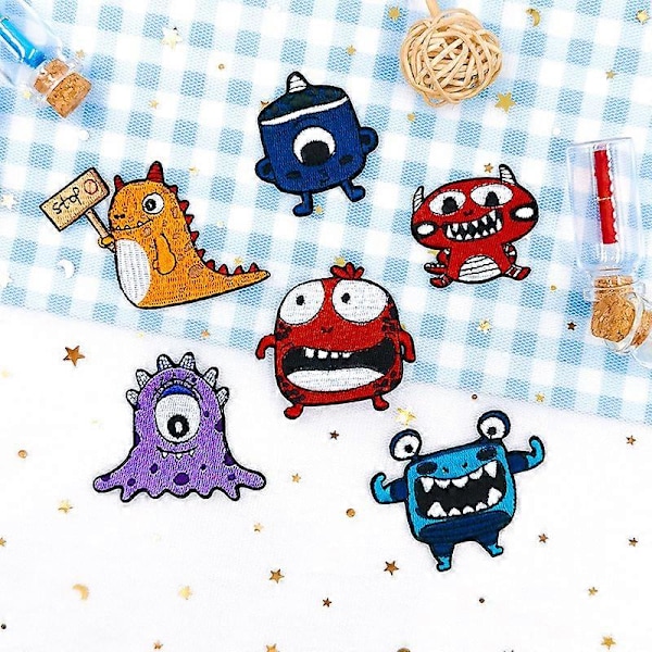 Sæt med 6 computerbroderi logo sjove søde monster broderi stofmærker beklædningstilbehør engros mode mode tidevandsmærke kjole patch s